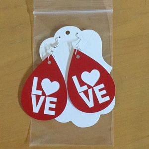 Laser cut 2-1/2”(red)teardrop dangling earrings